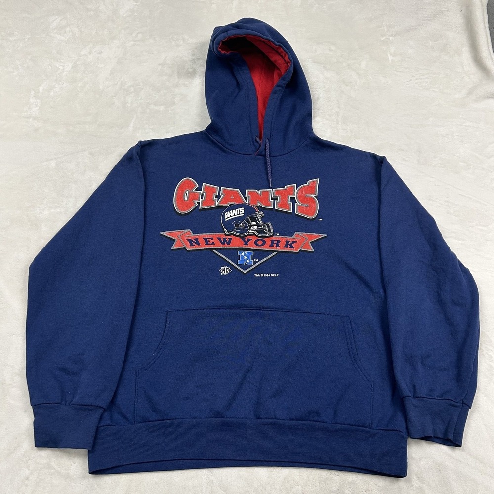 GTS Hoodie Mens Large Blue Vintage 1994 New York Giants NFL Distressed USA Made